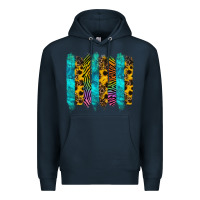 Navy turquoise leopard sunflowers colorful Premium Hoodie - RanaPortraitStore