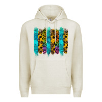 Oatmeal Heather turquoise leopard sunflowers colorful Premium Hoodie - RanaPortraitStore