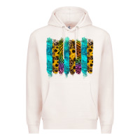Pale Pink turquoise leopard sunflowers colorful Premium Hoodie - RanaPortraitStore