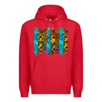 Red turquoise leopard sunflowers colorful Premium Hoodie - RanaPortraitStore