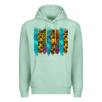 Seafoam turquoise leopard sunflowers colorful Premium Hoodie - RanaPortraitStore