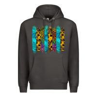 Smoke turquoise leopard sunflowers colorful Premium Hoodie - RanaPortraitStore