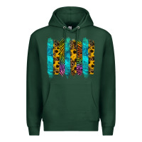 Sports Green turquoise leopard sunflowers colorful Premium Hoodie - RanaPortraitStore