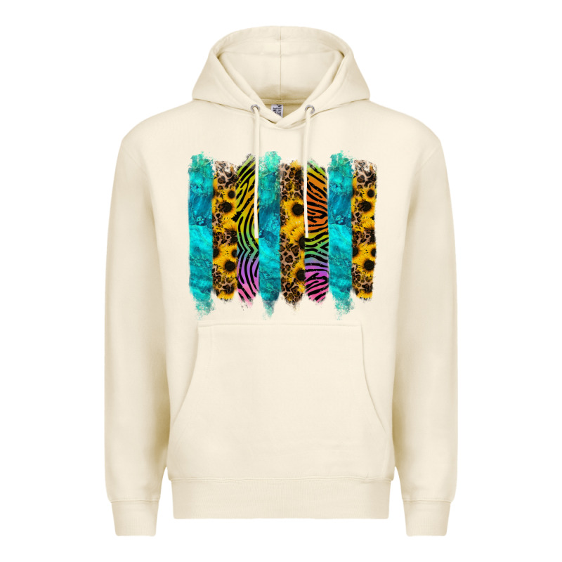 Turquoise Leopard Sunflowers Colorful Premium Hoodie by RanaPortraitStore | Teevron