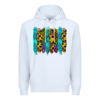 White turquoise leopard sunflowers colorful Premium Hoodie - RanaPortraitStore