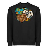 Black cowhide leopard hearts Heavyweight Sweatshirt - OliviaCreatesArt
