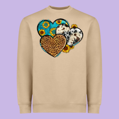 Cowhide Leopard Hearts Heavyweight Sweatshirt Designed By Oliviacreatesart
