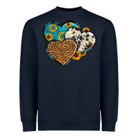 Navy cowhide leopard hearts Heavyweight Sweatshirt - OliviaCreatesArt