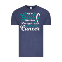 Vintage Denim My God is Stronger Than Cervical Cancer Awareness Warrior Vintage Tee - longCreatives