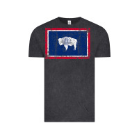 Vintage Black State of Wyoming Flag Fun Vintage Retro Fall Hiking Vintage Tee - longCreatives