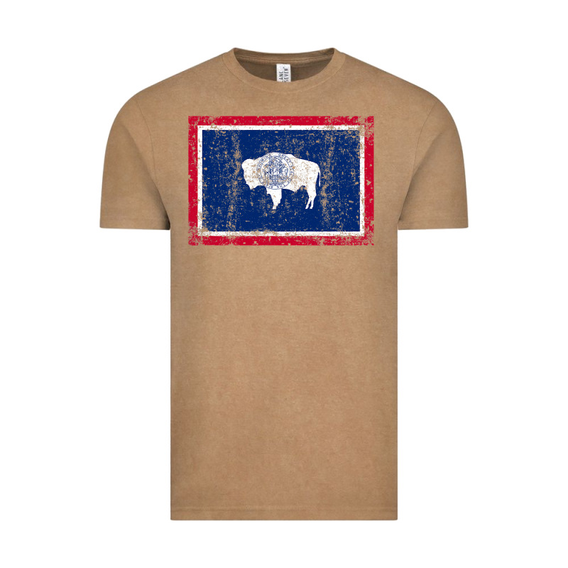 State Of Wyoming Flag Fun Vintage Retro Fall Hiking Vintage Tee by longCreatives | Teevron