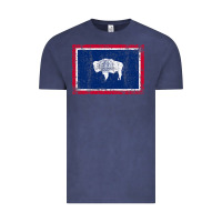 Vintage Denim State of Wyoming Flag Fun Vintage Retro Fall Hiking Vintage Tee - longCreatives