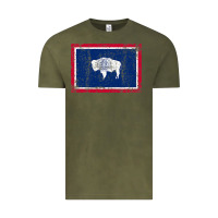 Vintage Olive State of Wyoming Flag Fun Vintage Retro Fall Hiking Vintage Tee - longCreatives