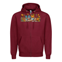 Burgundy hello pumpkin libbey glass Zipper Hoodie - BundleAndBundleShop
