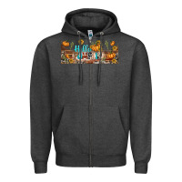 Charcoal Heather hello pumpkin libbey glass Zipper Hoodie - BundleAndBundleShop