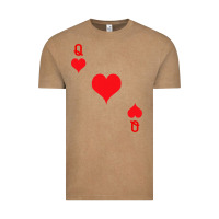 Vintage Coffee Queen Of Hearts  Playing Card   Halloween Costume Vintage Tee - longCreatives