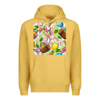 Antique Gold Easter Hamper With Bunny Seamless Pattern Premium Hoodie - BundleAndBundleShop
