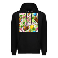 Black Easter Hamper With Bunny Seamless Pattern Premium Hoodie - BundleAndBundleShop