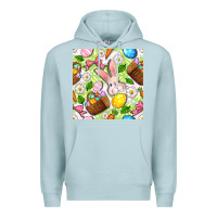 Blue Mist Easter Hamper With Bunny Seamless Pattern Premium Hoodie - BundleAndBundleShop