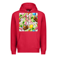 Cardinal Easter Hamper With Bunny Seamless Pattern Premium Hoodie - BundleAndBundleShop