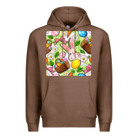 Chestnut Easter Hamper With Bunny Seamless Pattern Premium Hoodie - BundleAndBundleShop