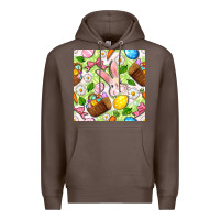 Coffee Easter Hamper With Bunny Seamless Pattern Premium Hoodie - BundleAndBundleShop