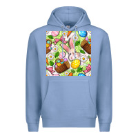 Colony Blue Easter Hamper With Bunny Seamless Pattern Premium Hoodie - BundleAndBundleShop
