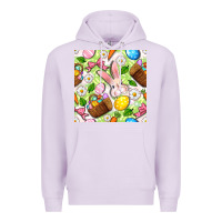 Lilac Easter Hamper With Bunny Seamless Pattern Premium Hoodie - BundleAndBundleShop
