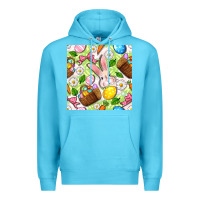 Ocean Blue Easter Hamper With Bunny Seamless Pattern Premium Hoodie - BundleAndBundleShop