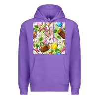 Purple Easter Hamper With Bunny Seamless Pattern Premium Hoodie - BundleAndBundleShop