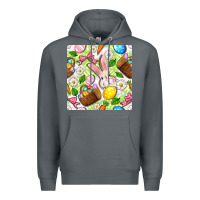 Rock Easter Hamper With Bunny Seamless Pattern Premium Hoodie - BundleAndBundleShop