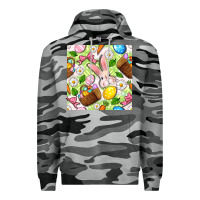 Slate Camo Easter Hamper With Bunny Seamless Pattern Premium Hoodie - BundleAndBundleShop