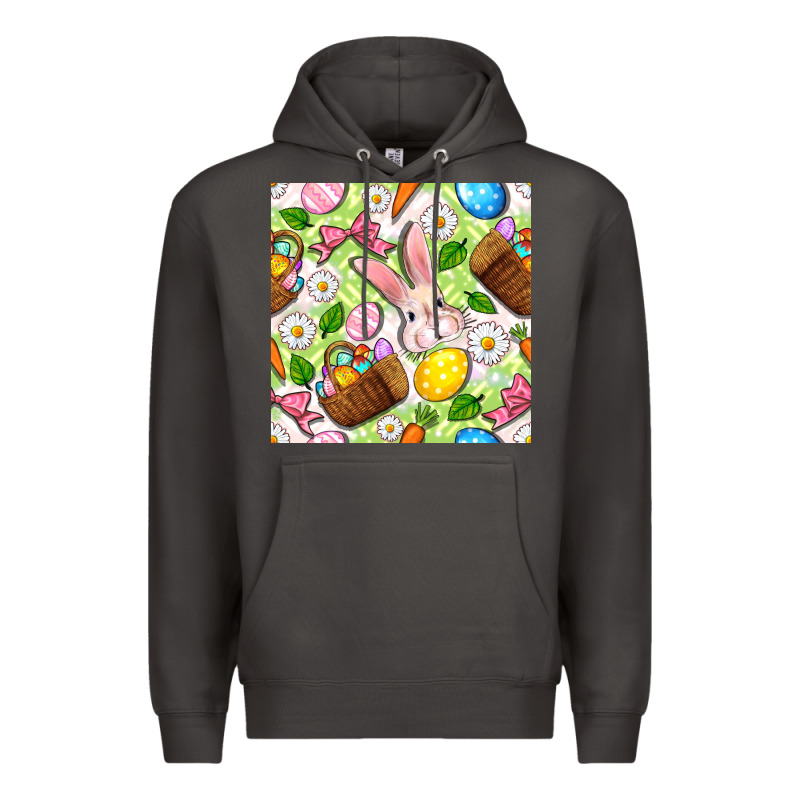 Easter Hamper With Bunny Seamless Pattern Premium Hoodie by BundleAndBundleShop | Teevron
