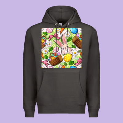 Easter Hamper With Bunny Seamless Pattern Premium Hoodie Designed By Bundleandbundleshop