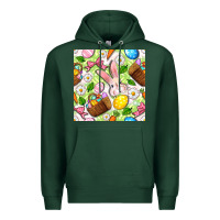 Sports Green Easter Hamper With Bunny Seamless Pattern Premium Hoodie - BundleAndBundleShop