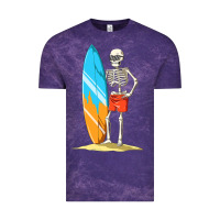 Cloud Purple Surfing Skeleton Halloween Themed Surf Lovers Gift Vintage Tee - longCreatives