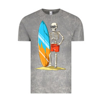 Cloud Rock Surfing Skeleton Halloween Themed Surf Lovers Gift Vintage Tee - longCreatives