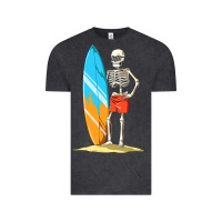 Vintage Black Surfing Skeleton Halloween Themed Surf Lovers Gift Vintage Tee - longCreatives