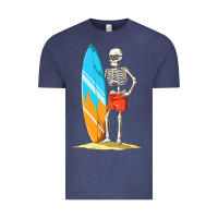 Vintage Denim Surfing Skeleton Halloween Themed Surf Lovers Gift Vintage Tee - longCreatives