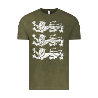Vintage Olive Retro Three England Lions Vintage Souvenir Vintage Tee - longCreatives