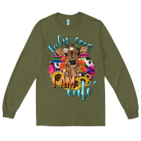 Army Green Holy cow i am cute baby cow Long Sleeve Tee - HowdyJamesFarm