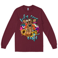 Burgundy Holy cow i am cute baby cow Long Sleeve Tee - HowdyJamesFarm