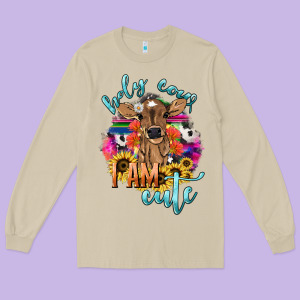 Holy Cow I Am Cute Baby Cow Long Sleeve Tee Designed By Howdyjamesfarm