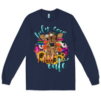 Navy Holy cow i am cute baby cow Long Sleeve Tee - HowdyJamesFarm