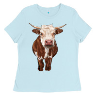 Baby Blue hereford cow Ladies Tee - RanaPortraitStore