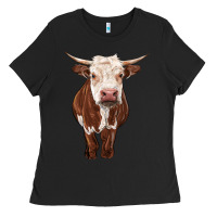 Black hereford cow Ladies Tee - RanaPortraitStore