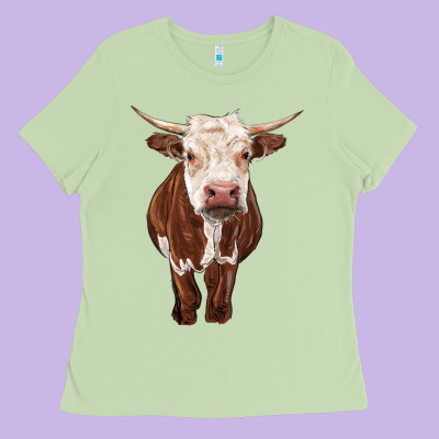 Hereford Cow Ladies Tee Designed By Ranaportraitstore