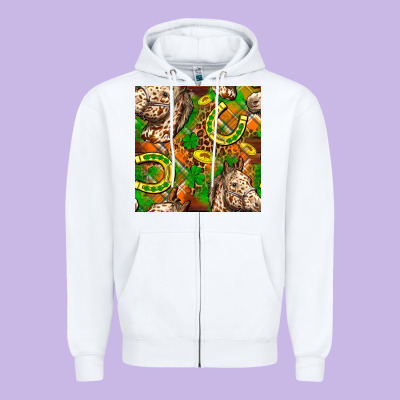 St. Patrick's Day Horse With Horseshoes Seamless Zipper Hoodie Designed By Fadigitalartstudio