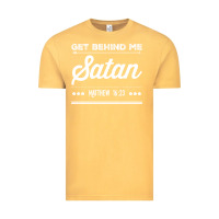 Vintage Mustard Get behind me Satan Matthew 1623 Quote Vintage Tee - longCreatives