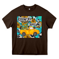 Chocolate Brown country roads take me home Heavy Core Tee - MaliasSmallBusiness